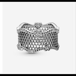 Pavé Hearts Lace Ring